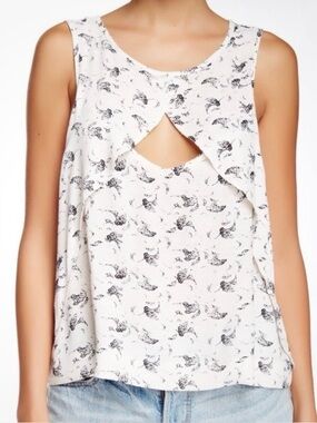 Free People Crinkle Print Look Through Top M